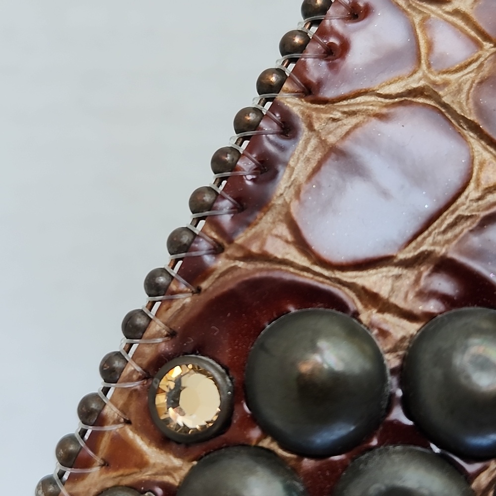 B.B. SIMON SWAROVSKI CRYSTALS AND ITALIAN LEATHER BELT - Picture 10 of 14